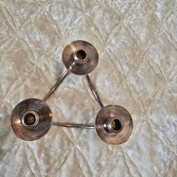 Ben Denmark Mid Century Silver Plate Candelabra Modern Candle Holder - Picture 7 of 9